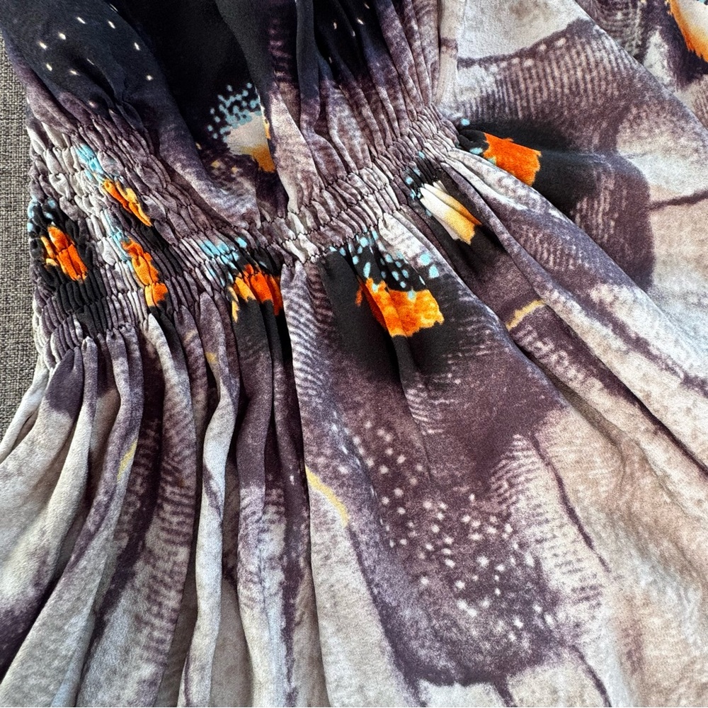 Barbara Bui Multicolor Patterned Silk Top Ruched Side - Picture 4 of 5